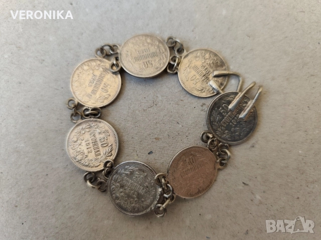 Стара гривна от сребърни Царски монети, снимка 5 - Антикварни и старинни предмети - 52680278