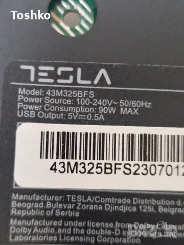 Main board TPD.MT9602.PB801(T) TV TESLA 43M325BFS PANEL T430HVN01, снимка 3 - Части и Платки - 44146449