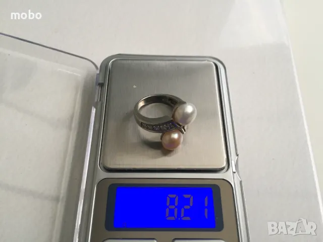 Красив нов сребърен пръстен с бял и розов седеф,общо тегло 8.21г ,проба 925. , снимка 2 - Пръстени - 49674862