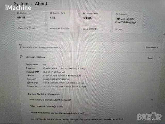 16" HP ZBook Firefly G10, 13th Gen i7 1355U, 32GB RAM, 1TB, В ГАРАНЦИЯ, снимка 6 - Лаптопи за дома - 53973489