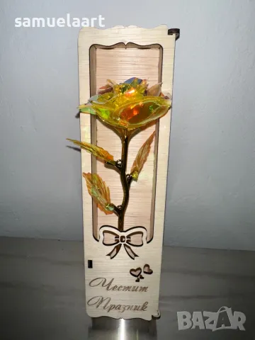 Гравирана подаръчна  кутия с роза!, снимка 4 - Изкуствени цветя - 47669131