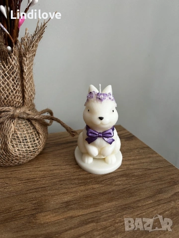 Ръчно изработена соева свещ зайче, снимка 8 - Други - 53996683