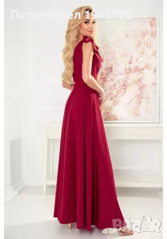 Елегантна дълга рокля в цвят бордо 405-1 Numoco, снимка 2 - Рокли - 47721529