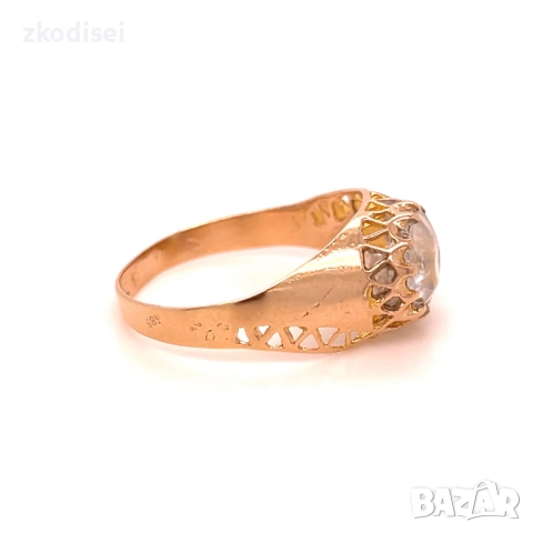 Златен дамски пръстен 2,40гр. размер:61 14кр. проба:585 модел:5007-1, снимка 3 - Пръстени - 52629678