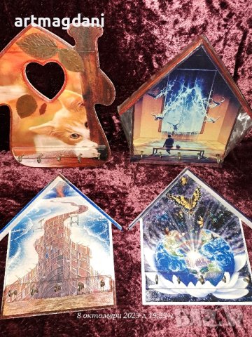 Къщички, Часовници и кутии ДЕКУПАЖ, снимка 3 - Декорация за дома - 42517817