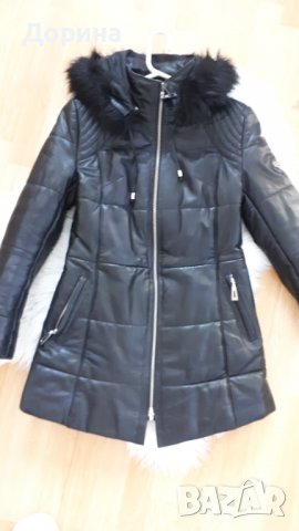 Кожено яке естествена кожа черно дамско М, снимка 4 - Якета - 39728090