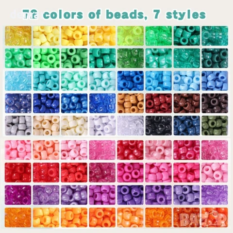 JASOLYI Комплект от 3600 цветни мъниста, 1000 мъниста с букви, 100 цветни висулки, снимка 4 - Други стоки за дома - 54065802