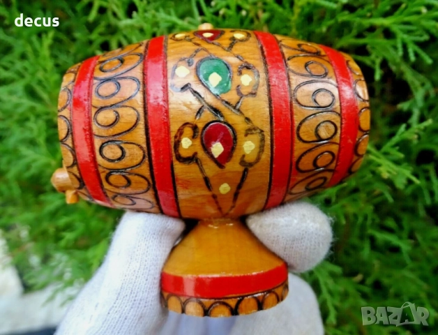 Комунистическа ръчно изработена дървена мини бъчва, винтидж, снимка 2 - Антикварни и старинни предмети - 51456731