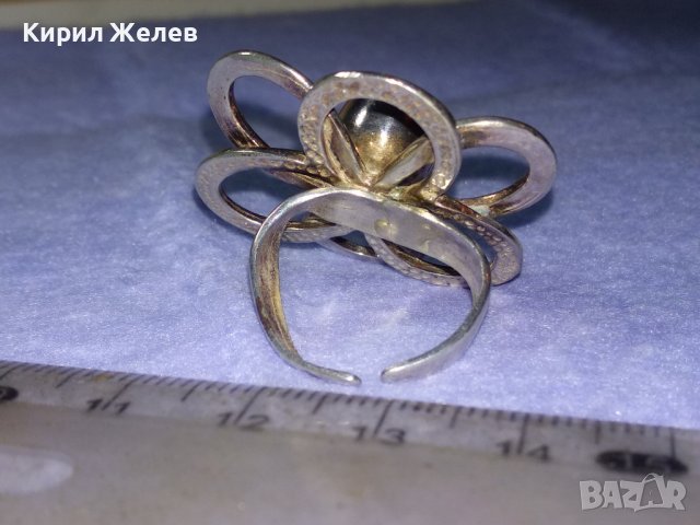 ПРЕКРАСЕН СРЕБЪРЕН ВИНТИДЖ АРТ ПРЪСТЕН ЦВЕТЕ СРЕБРО 925 РЕГУЛИРУЕМ МОДЕЛ АЖУРНА РЪЧНАизработка 40614, снимка 5 - Пръстени - 42614146