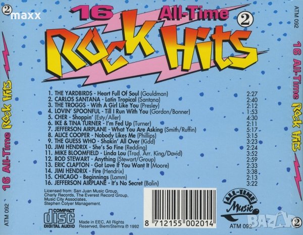 CD диск 16 All-Time Rock Hits 2, 1992, снимка 2 - CD дискове - 29134786