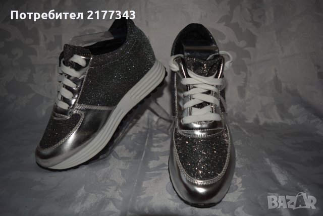 Сребристи Дамски Маратонки на Платформа Сиви Обувки Артикул №004, снимка 2 - Маратонки - 30878933