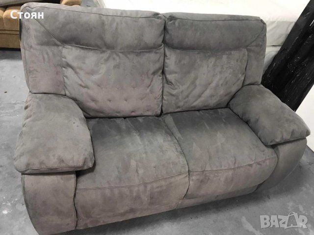Сив диван двойка от велур, снимка 2 - Дивани и мека мебел - 39676226