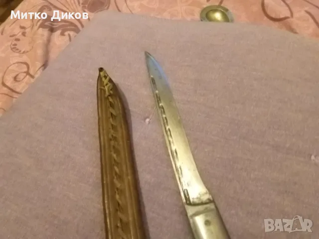 Габровски касапски нож от соца 285х170мм острие калъф естествена кожа за колан, снимка 1