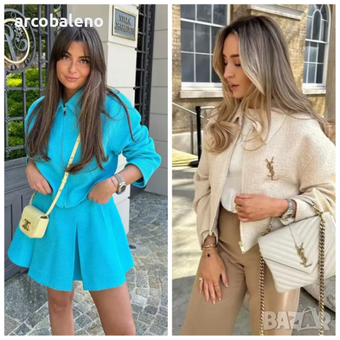 Дамско карирано бейзболно яке с цип с ревер, 2цвята 