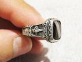 мъжки сребърен пръстен, османски пръстен с голям  камък и  тугра,тура, турски пръстен сребро, снимка 3