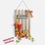 Дървена табела с есенни листа и тикви Happy Fall, снимка 1