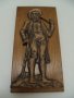 № 5081 старо пано - бронзова фигура на дървена основа   - размери - 32,5 / 16 см , фигура 29 / 16 см, снимка 5