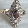 Уникален пръстен с гранат. Сребро с позлата., снимка 1