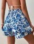 Къси панталони с висока талия и флорални мотиви, снимка 4