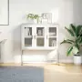 vidaXL Бюфет, бял, 100,5x39x107 см, студеновалцувана стомана, снимка 3