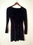 Черна кадифена есенна рокля с дълъг ръкав S размер