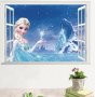 Елза през прозорец Замръзналото Кралство frozen самозалепващ стикер лепенка за стена, снимка 1 - Други - 38552509