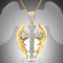 Колие кръст с ангелски крила, снимка 1 - Колиета, медальони, синджири - 36897802