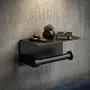Поставка за тоалетна хартия с метален рафт – черна, Loft дизайн, снимка 1