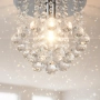 Модерен таванен полилей с големи кристални сфери и основа в сребристо, снимка 3