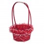 Великденска декорация, Плетена кошница с панделка и тюл, Червена, 23x35см