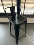 Метален Бар Стол с облегалка - черен , снимка 1