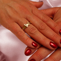 Стилен дамски пръстен от неръждаема стомана с пеперуда Anabell - размери 17/18/19, снимка 1 - Пръстени - 44634860