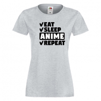 Дамска тениска Anime,Eat,Sleep,Anime,Repeat,Ядене,Спане,Подарък, снимка 5 - Тениски - 36420002