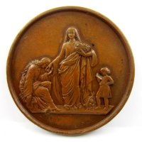 Антика-Френски бронзов-медал-1868г-За подпомагане на бедните, снимка 1 - Колекции - 42647914