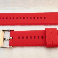  21мм червена силиконова каишка универсална с патенти чисто нова, снимка 2 - Каишки за часовници - 42497909