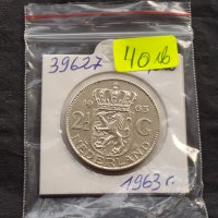 Сребърна монета 2 1/2 гулдена 1963г. Кралица Юлиана Нидерландска 29627, снимка 12 - Нумизматика и бонистика - 42755303