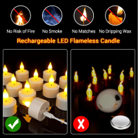PChero безпламъчни LED свещи с акумулаторна батерия и дистанционно, 12 бр, снимка 6 - Декорация за дома - 44653165