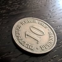 Райх монета - Германия - 10 пфенига | 1912г.; серия D, снимка 1 - Нумизматика и бонистика - 29773214