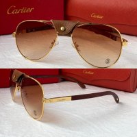 Cartier 2023 прозрачни мъжки слънчеви очила с кожа и дървени дръжки, снимка 4 - Слънчеви и диоптрични очила - 42813053