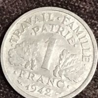1 франк Франция 1942, снимка 1 - Нумизматика и бонистика - 35067802