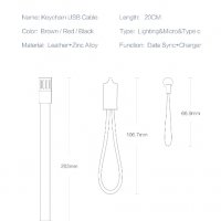 Уникален, кожен ключодържател и USB кабел за бързо зареждане към USB Type C, Micro и iOS НАЛИЧНО!!!, снимка 9 - USB кабели - 31976744