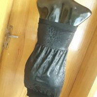 Черна къса рокля бюстие със змийски принт С/М, снимка 3 - Рокли - 18914254