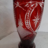 Червен кристал ваза , снимка 1 - Вази - 39094683