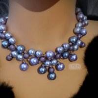 Колие с перли в лилаво лукс, снимка 1 - Колиета, медальони, синджири - 38220915