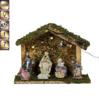 LED Коледна украса, Светеща Коледна ясла със 7 порцеланови фигури, снимка 3 - Декорация за дома - 42702695