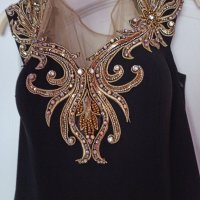 Дизайнерска Официална рокля с Златисти камъни 🖤🧡, снимка 7 - Рокли - 30195883