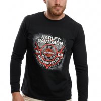 Нова мъжка блуза с дълъг ръкав и дигитален печат Harley Davidson мотор, снимка 5 - Блузи - 37700549