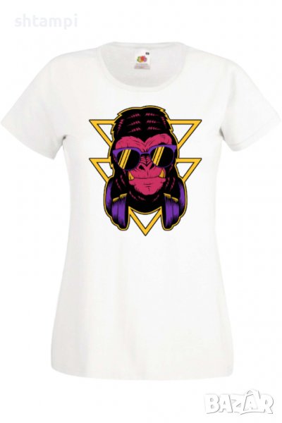 Дамска Тениска monkey with headphones,Изненада,Повод,Подарък,Празник                   , снимка 1