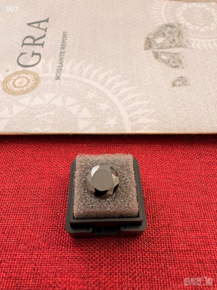 8мм Черен Мойсанит / Диамант, GRA сертификат, снимка 1