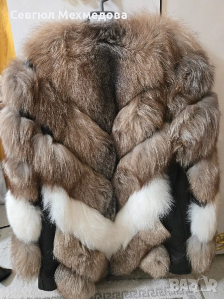 2в1 палто+елек от естесвена кожа и естествен косъм, снимка 1